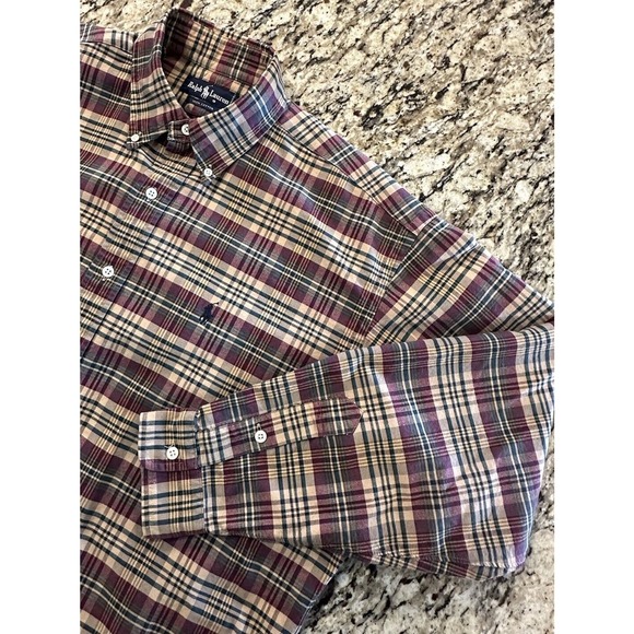 Ralph Lauren‎ Plaid Shirt Classic Fit Heavier Cotton Mens Size Large Long Sleeve - Picture 1 of 9